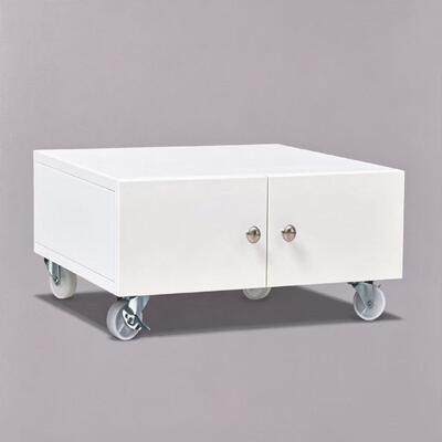 260mm Low-Profile Mobile Steel Printer Cabinet with 600 × 600mm Top, Compact Metal Printer Stand with Rolling Casters for Office Equipment Placement