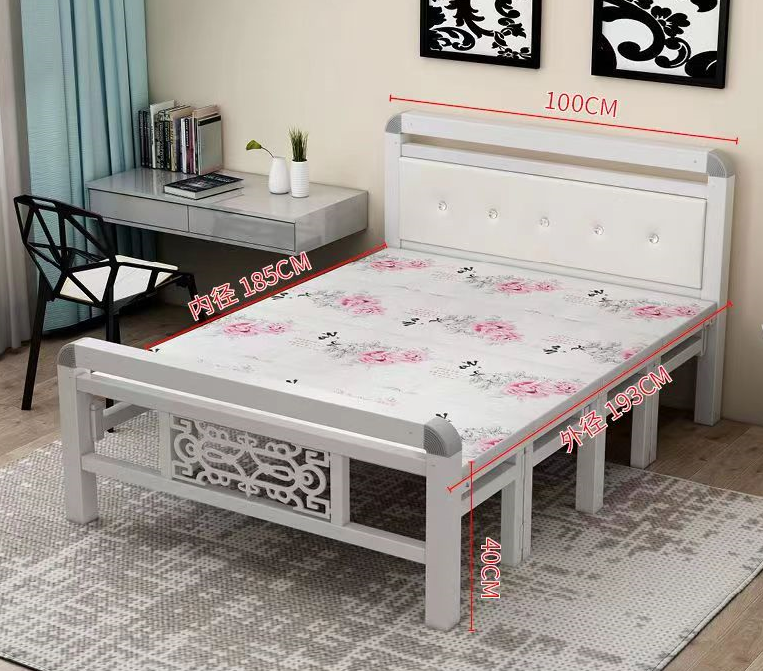 Modern Foldable Iron Bed with Comfortable Backrest 90cm 100cm 120cm Single Bed Options